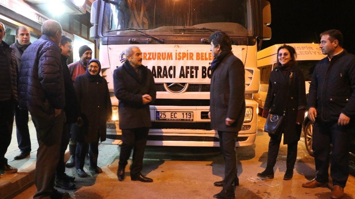 İspir&rsquo;den Elazığ&rsquo;a bir tır dolusu yardım