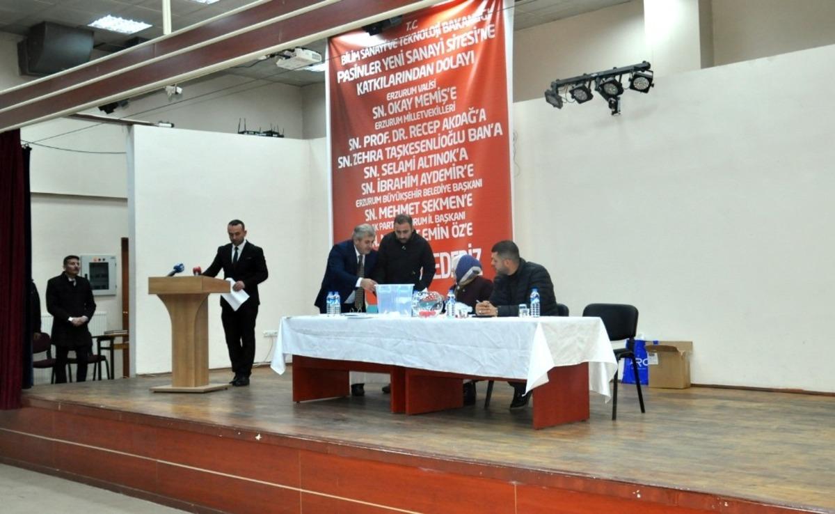 Pasinler K&uuml;&ccedil;&uuml;k Sanayi Kooperatifinde kura heyecanı yaşandı