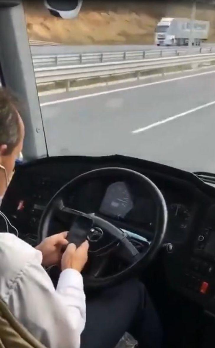 Direksiyon başında cep telefonu kullanan otobüs şoförüne tepki G2