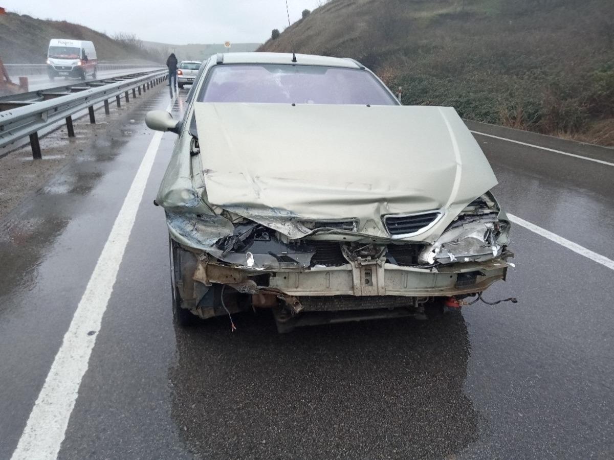 Yola fırlayan k&ouml;pekler kazaya sebep oldu