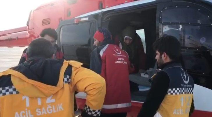 Yol kardan kapandı, hamile kadının imdadına ambulans helikopter yetişti G3