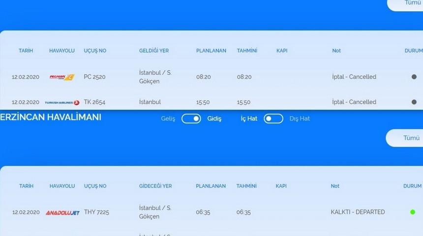 Erzincan’da hava ulaşımına kar engeli