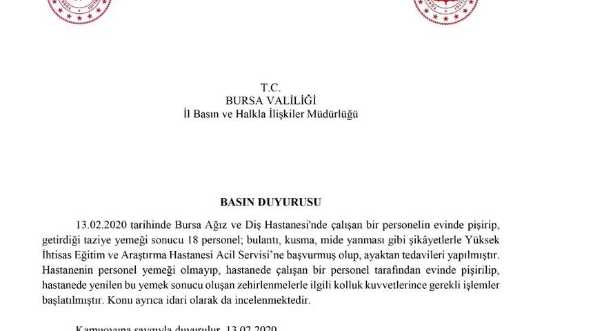 Taziye yemeği 18 sağlık &ccedil;alışanını zehirledi