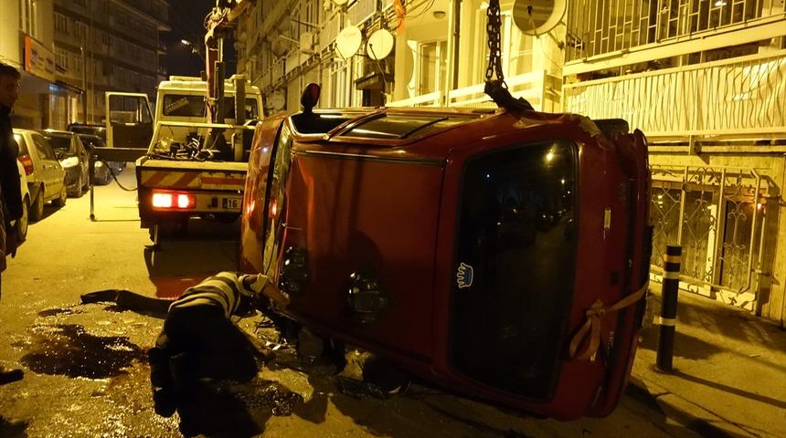Bursa'da alkollü sürücü takla atan otomobilden yara almadan kurtuldu