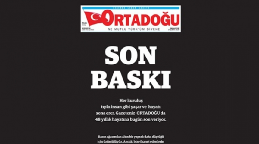 Ortadoğu gazetesi yayın hayatına son verdi! Dikkat çeken açıklama