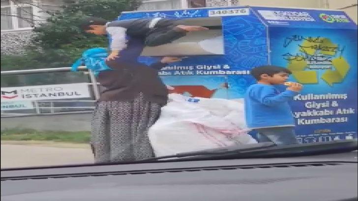 Akılalmaz yöntem! Giysi kumbarasındaki eşyaları böyle çaldılar G3