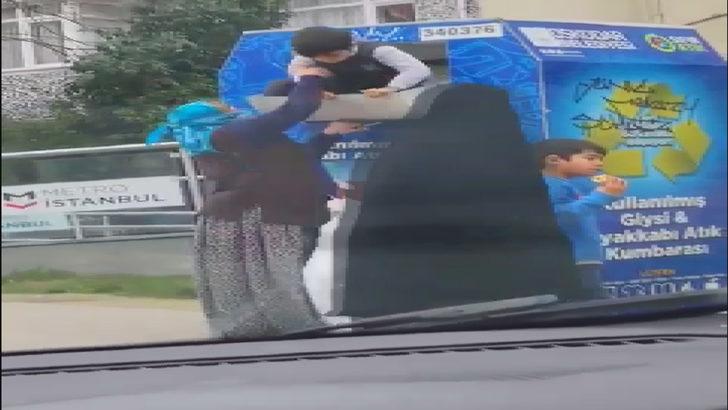 Akılalmaz yöntem! Giysi kumbarasındaki eşyaları böyle çaldılar G2