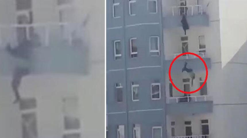 Kayseri'de korkunç olay! Balkondan atlayan kocasını son anda yakaladı ancak kurtaramadı