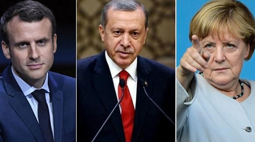 Cumhurbaşkanı Erdoğan, Macron ve Merkel ile g&ouml;r&uuml;şt&uuml;