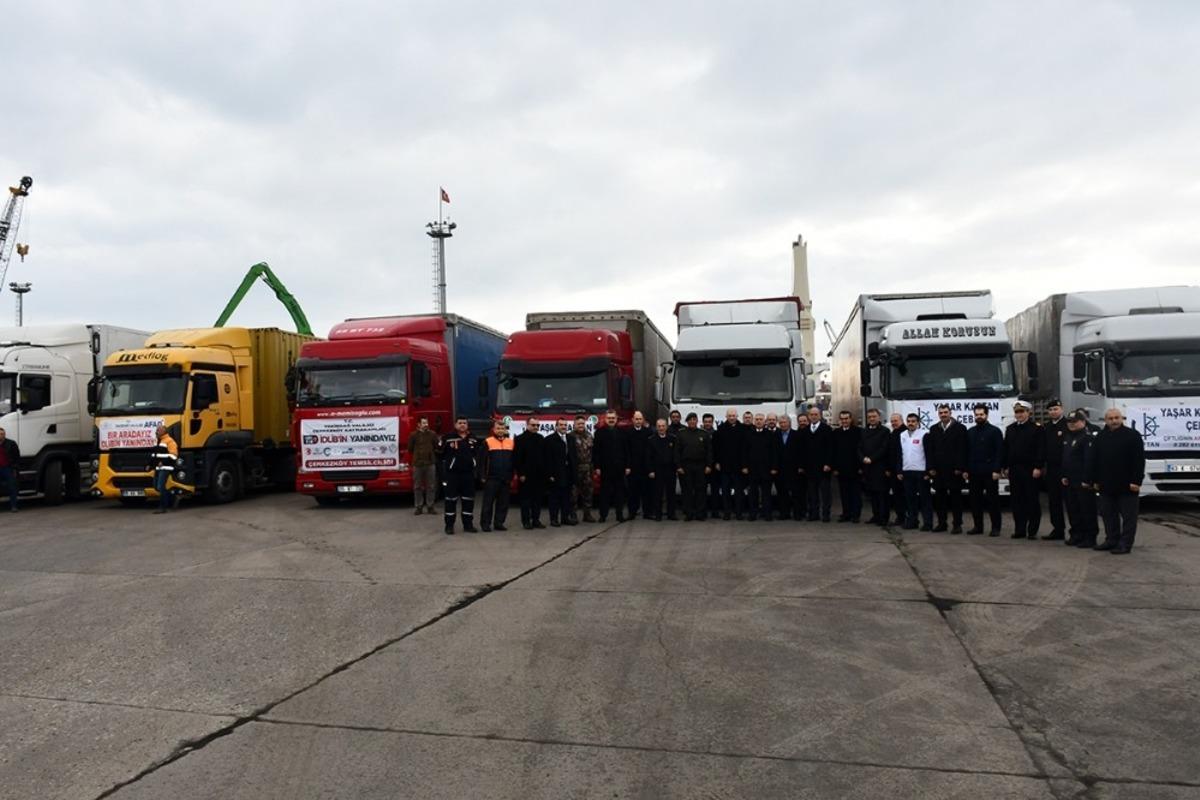 Tekirdağ&rsquo;dan İdlib&rsquo;e 7 tır yardım g&ouml;nderildi