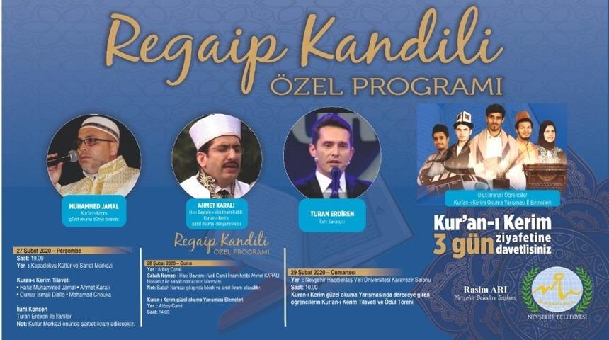 Nevşehir Belediyesi, &lsquo;Regaip Kandili &ouml;zel programı&rsquo; ile Kur&rsquo;an-ı Kerim ziyafeti sunacak