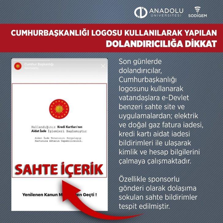 Anadolu Üniversitesi dolandırıcılıklara karşı uyardı G4