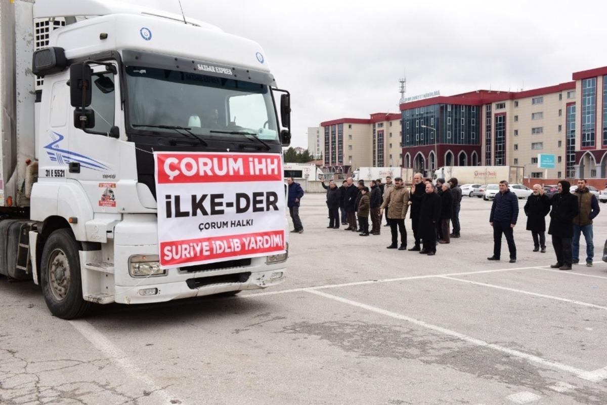 &Ccedil;orum İHH&rsquo;dan İdlib&rsquo;e 16 tır yardım