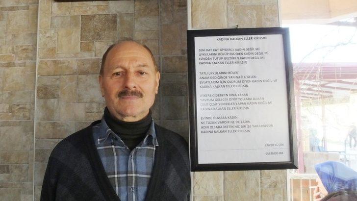 Burhaniyeli lokantacıdan kadına şiddete şiirli tepki G1