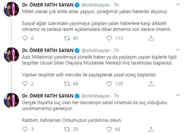 Dr. Ömer Fatih Sayan Twitter Açıklaması