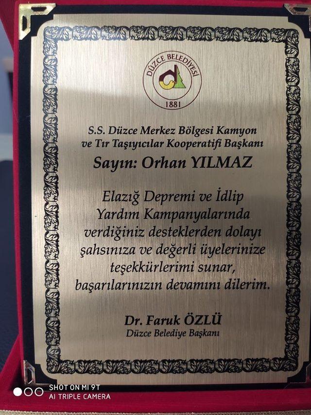 Düzce Belediyesinden kamyoncu esnafına teşekkür