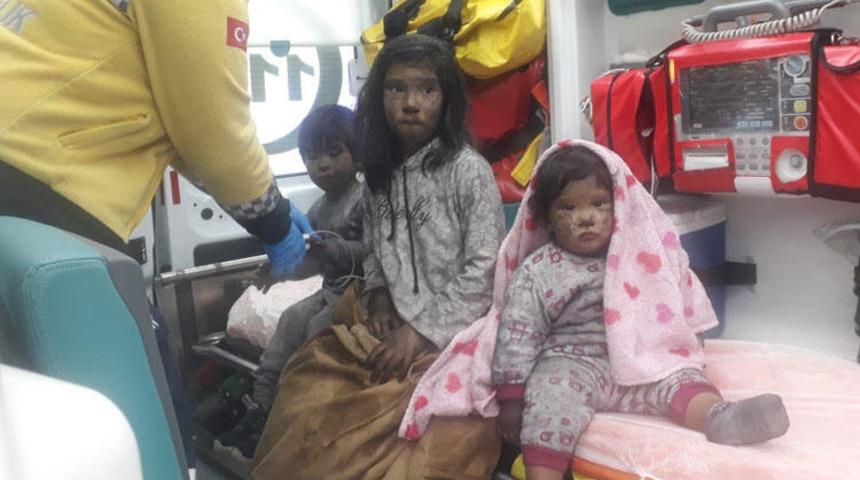 K&uuml;tahya'da panik anları! 3 &ccedil;ocuğu itfaiye kurtardı