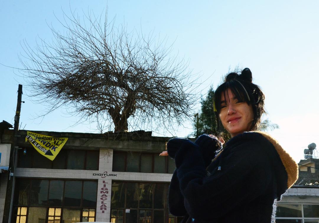 Kahvehanenin i&ccedil;inden dut ağacı &ccedil;ıkıyor