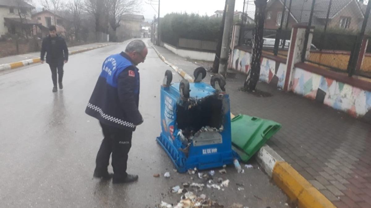 &Ccedil;&ouml;p konteynerini kullanılamaz hale getirdiler