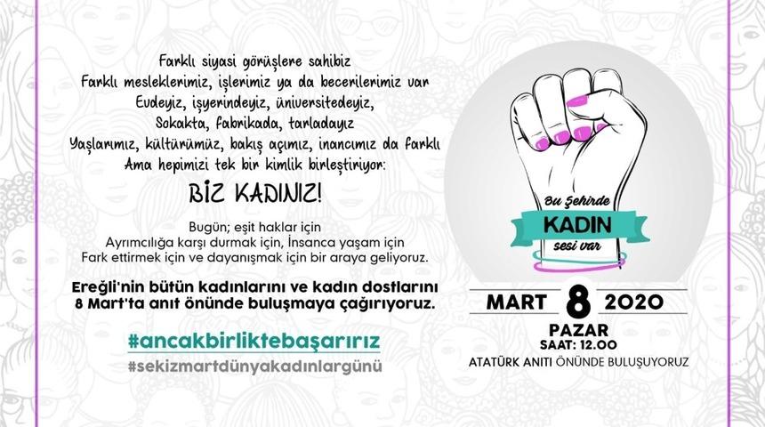 Kdz Ereğli&rsquo;de Kadınlar G&uuml;n&uuml; kutlanacak