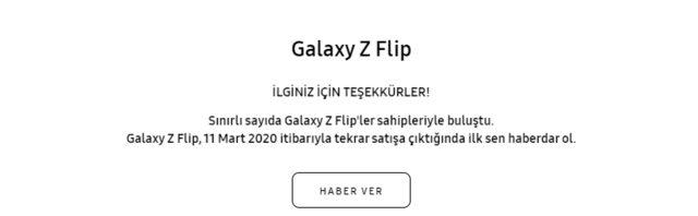 Galaxy Z Flip bildirim