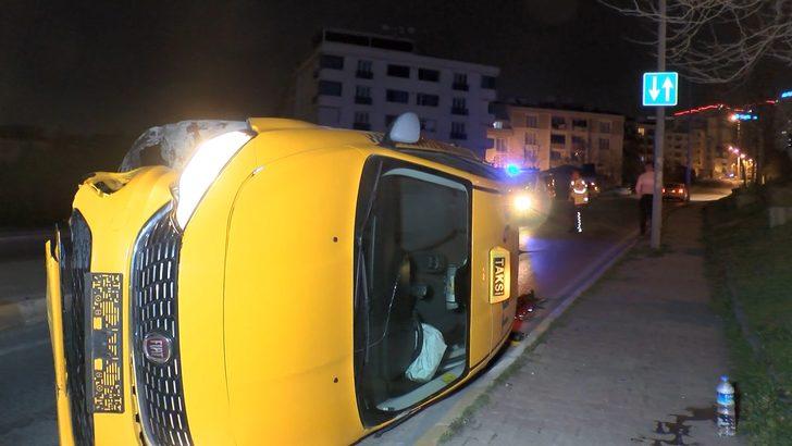 Esenyurt'ta sürücüsü direksiyon başında uyuyan taksi takla attı! G2