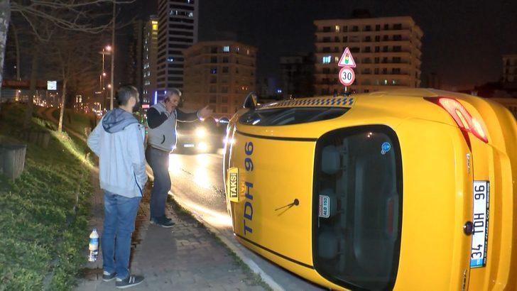 Esenyurt'ta sürücüsü direksiyon başında uyuyan taksi takla attı! G5