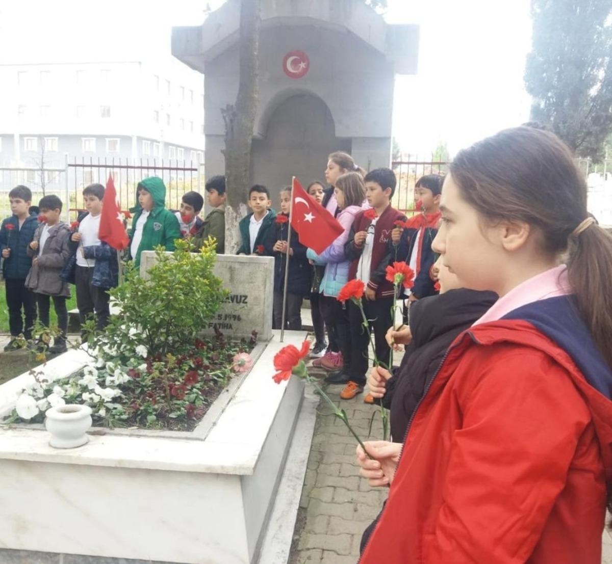 Minik &ouml;ğrencilerden şehitliğe ziyaret