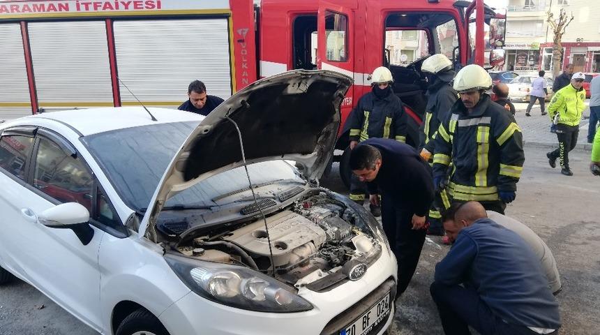 Karaman’da otomobil yangını