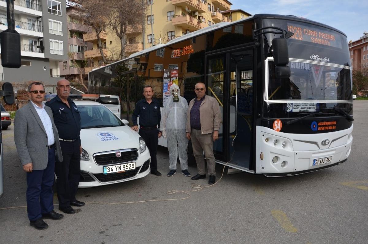 Alanya&rsquo;da toplu ulaşım ara&ccedil;larına korona &ouml;nlemi