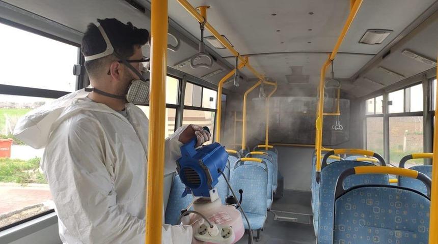 Yolcu minibüsleri dezenfekte ediliyor