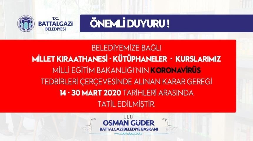 Malatya&rsquo;da Korona vir&uuml;s tedbirleri