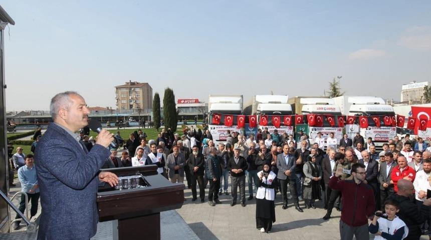 Gebze&rsquo;den İdlib&rsquo;e 10 TIR dolusu yardım malzemesi g&ouml;nderildi