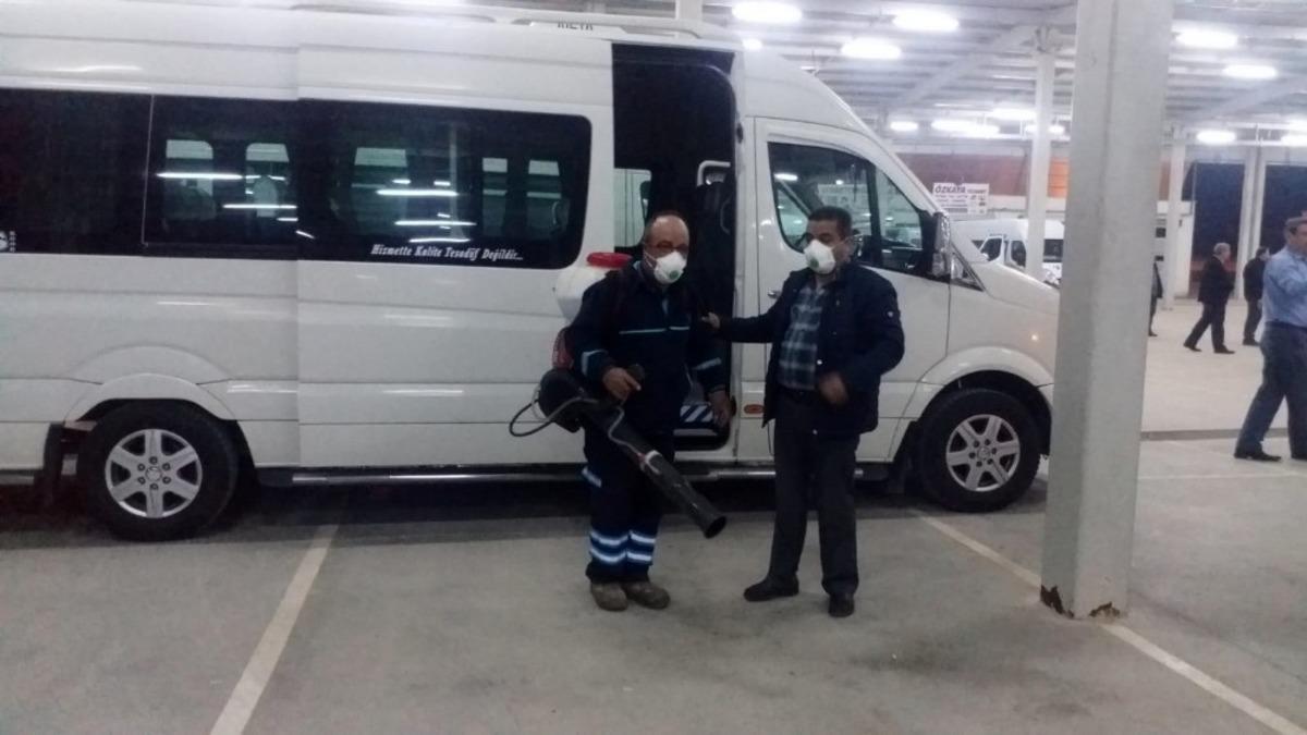 Tavas&rsquo;ta dolmuşlar dezenfekte edildi