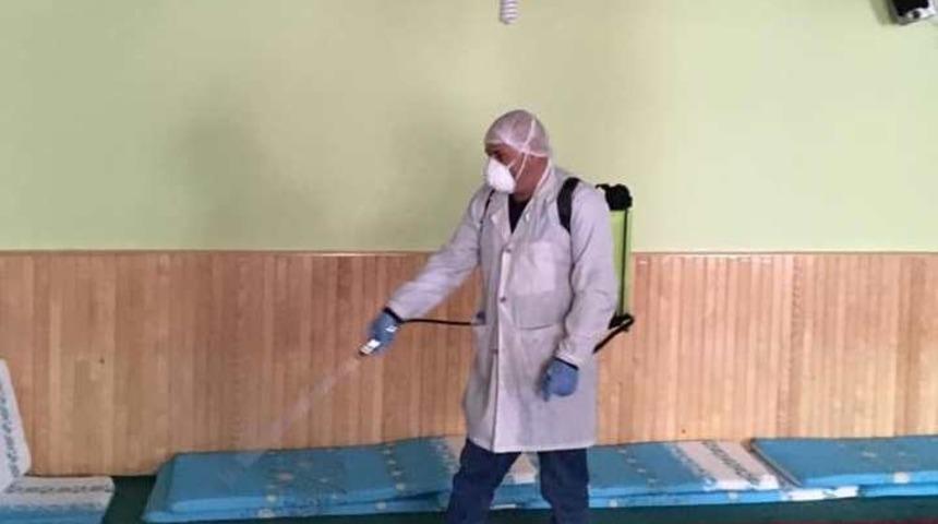 Köyde Korona virüsüne karşı dezenfektan çalışması