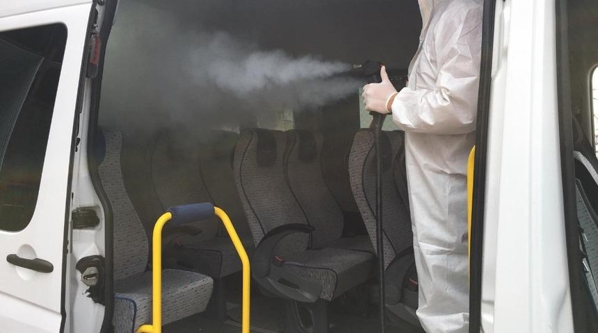 Kahta minib&uuml;sleri dezenfekte edildi