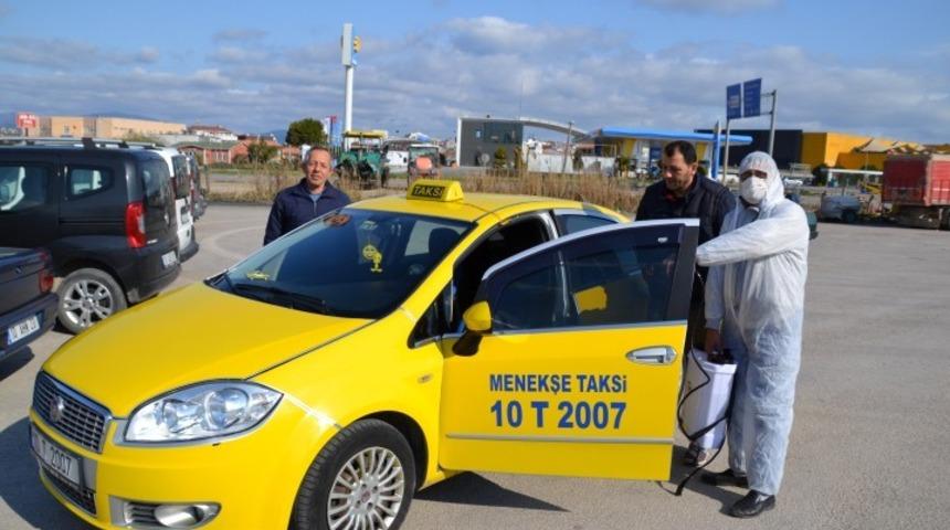 Ticari taksiler dezenfekte edildi
