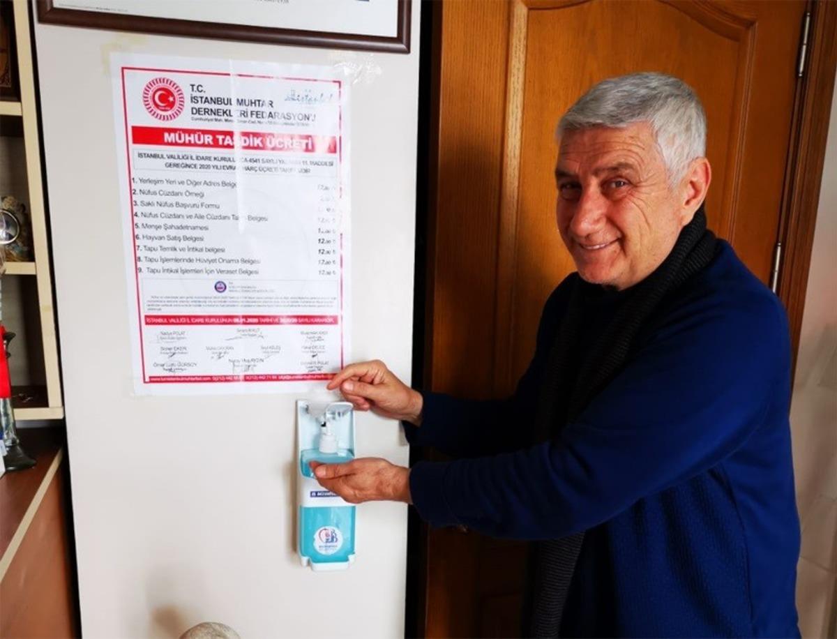 Bayrampaşa&rsquo;daki muhtarlıklara dezenfektan kutuları kondu