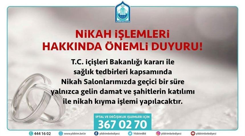 Nikah t&ouml;renlerine Korona vir&uuml;s tedbiri