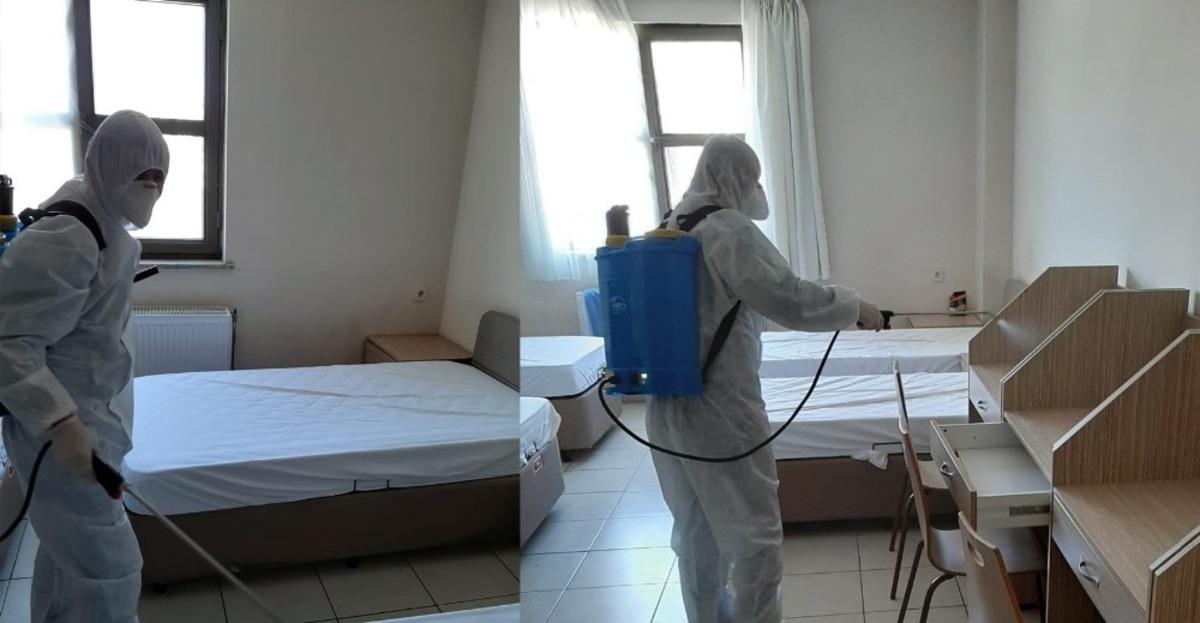 D&uuml;zce&rsquo;de ki KYK yurtları dezenfekte edildi