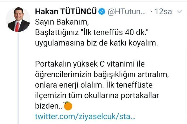 Tütüncü’den 40 dakikalık teneffüse portakal sözü