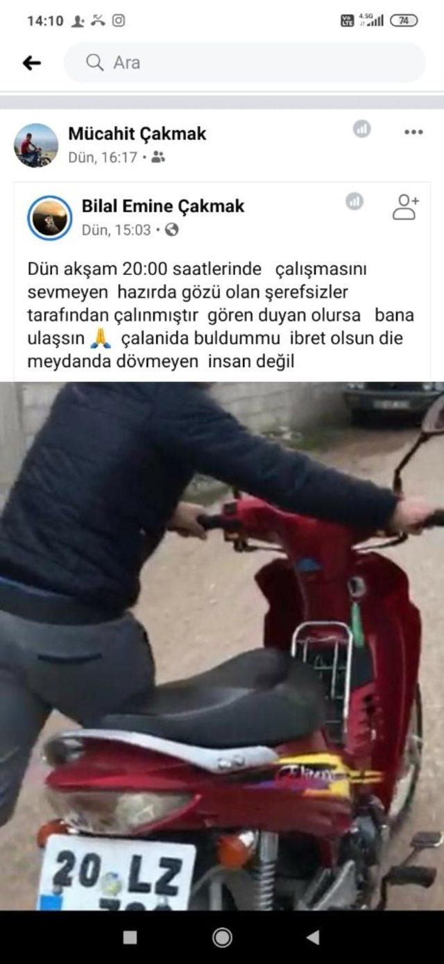 Çalınan motosiklet için sosyal medyadan yardım istedi