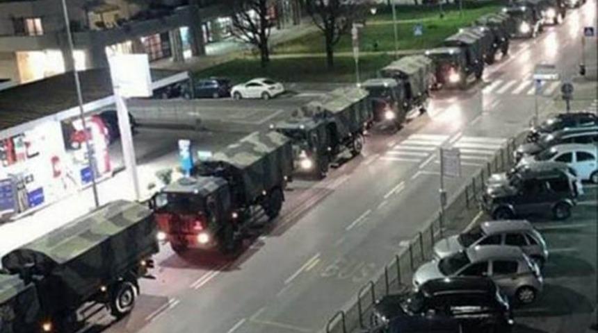 Koronavir&uuml;sten &ouml;lenler askeri kamyonetlerle yakılmaya g&ouml;t&uuml;r&uuml;ld&uuml;