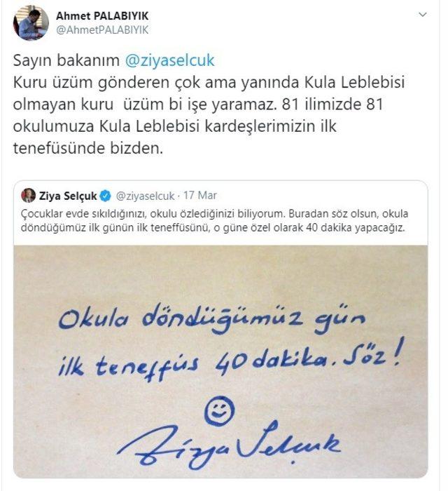 Bakan Selçuk’un jestine Kula leblebisi desteği