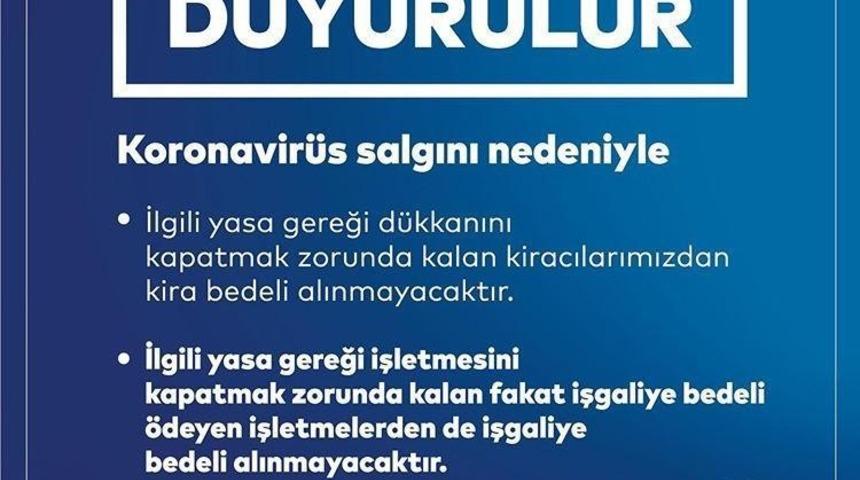 Kartal&rsquo;da korona vir&uuml;s&uuml; nedeniyle iş yerini kapatan esnaftan kira ve işgaliye alınmayacak