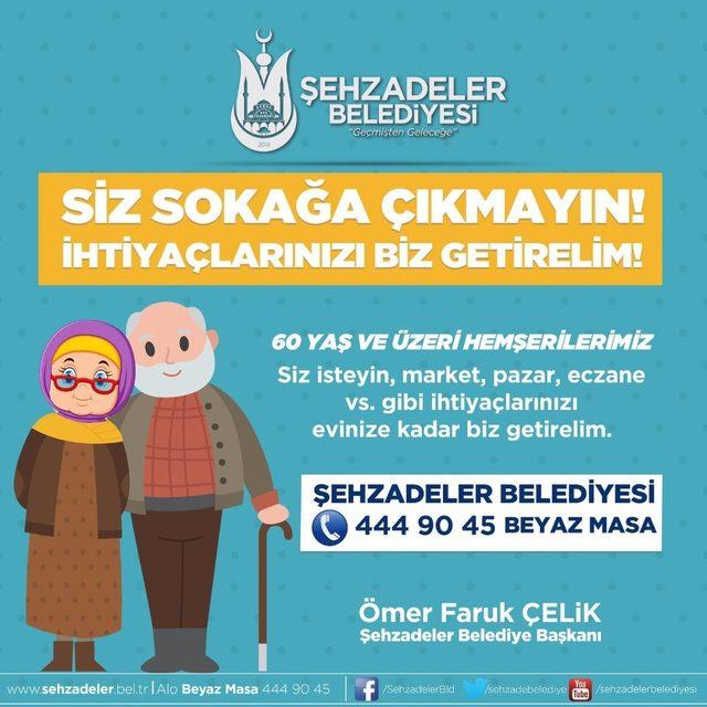 Şehzadeler Belediyesinden 60 yaş üstüne alışveriş hizmeti