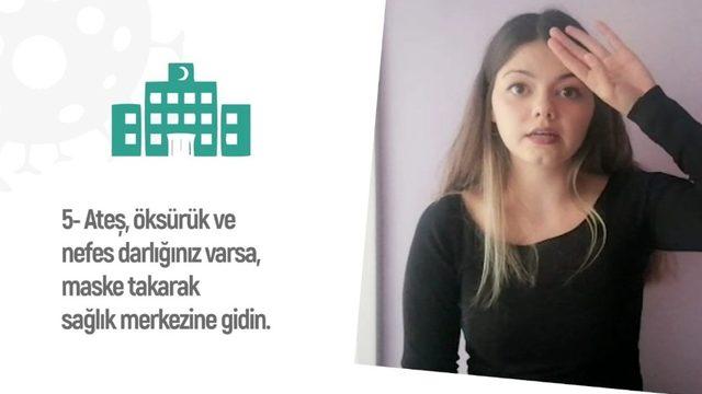 İşaret diliyle korona virüs kuralları anlatıldı