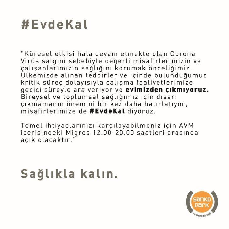 SANKO Park AVM’de faaliyetlere korona virüs arası verildi G3