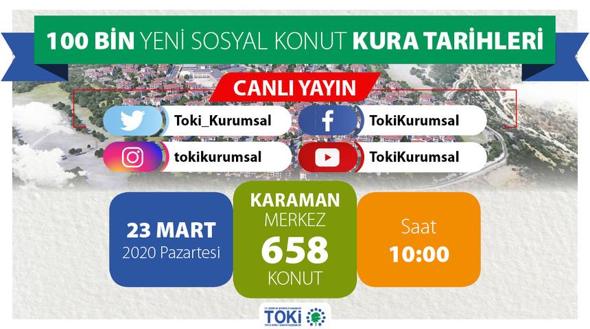 TOKİ Karaman Kırbağ çekilişi yapılıyor: Kura sonuçları canlı yayında! 