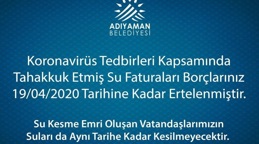 Su bor&ccedil;ları ertelendi